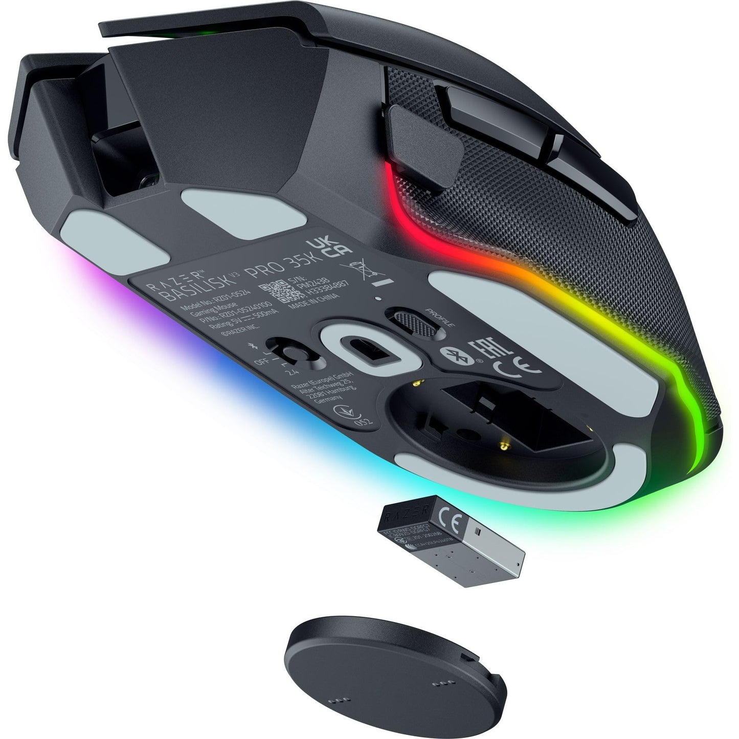 Razer Basilisk V3 Pro - Ratón Inalámbrico Personalizable para Juegos con Rueda Inclinable Hyperscroll (Sensor Óptico Focus Pro 30K, Iluminación Cromática de 13 Zonas, Botones Programables 11) Negro