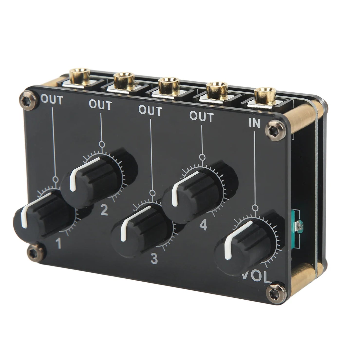 Mini mezclador de audio estéreo 4 canales