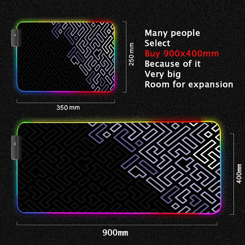 Alfombrilla Gaming RGB Mairuige Geometric Art - LED XXL Extra Gruesa 4mm 35x25cm