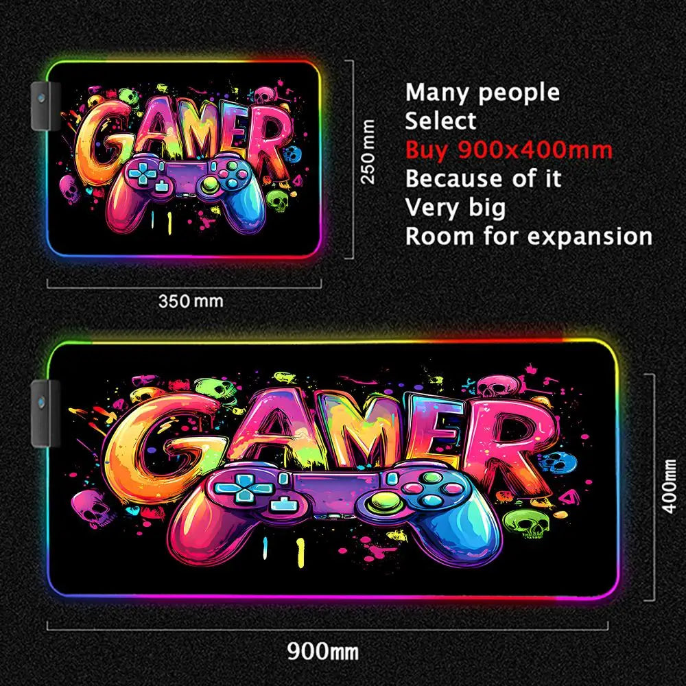 Alfombrilla Gaming RGB XXL - Diseño Gamepad con Retroiluminación LED