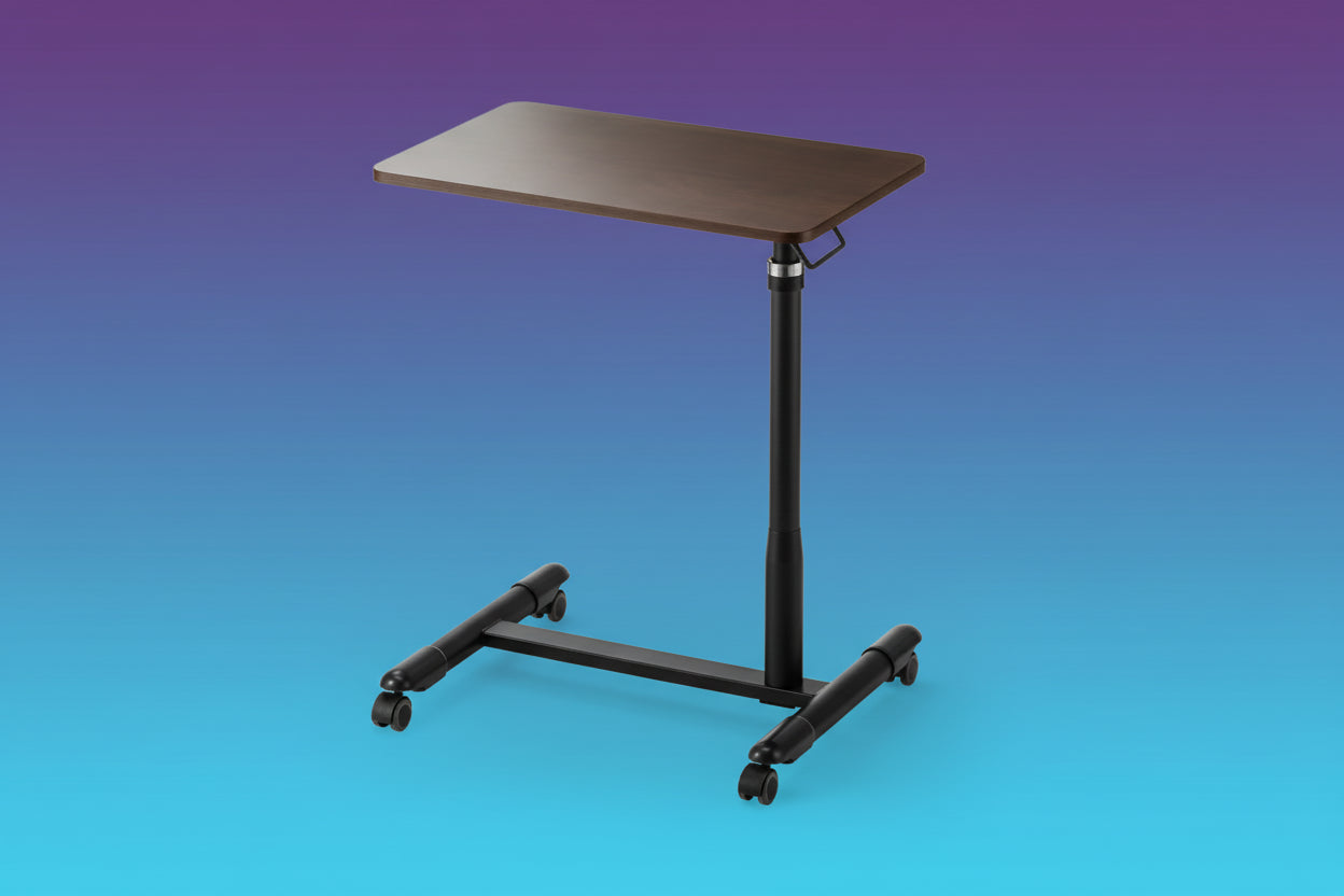 Escritorio de Ordenador Estilo Japonés con Ruedas, Mesa Ajustable para Cama, Soporte para Teclado y Ratón