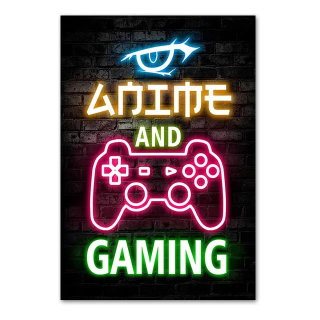 Neón LED Gaming Poster Digital · Iluminación Setup Gaming