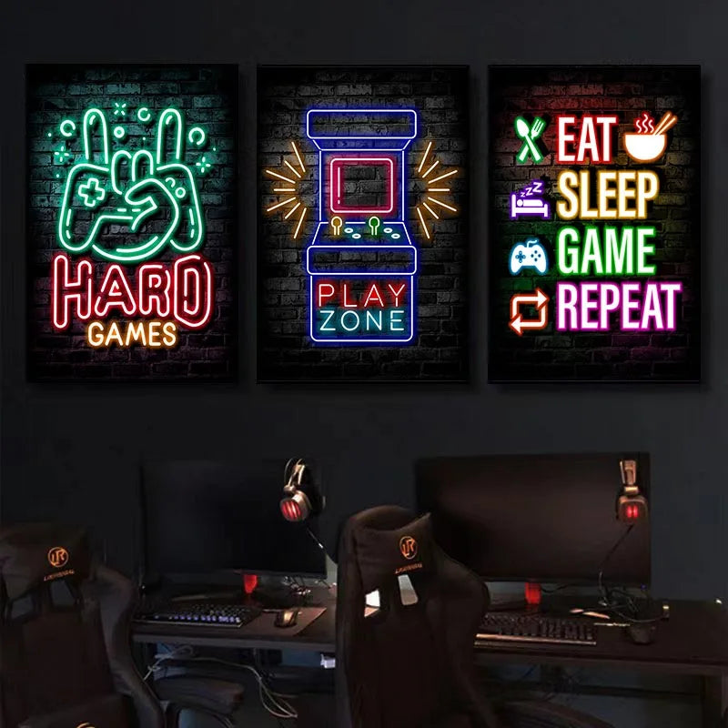 Neón LED Gaming Poster Digital · Iluminación Setup Gaming