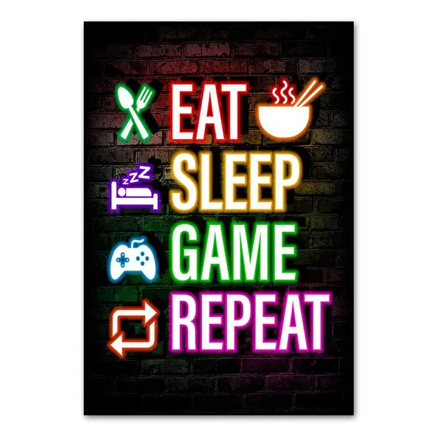 Neón LED Gaming Poster Digital · Iluminación Setup Gaming
