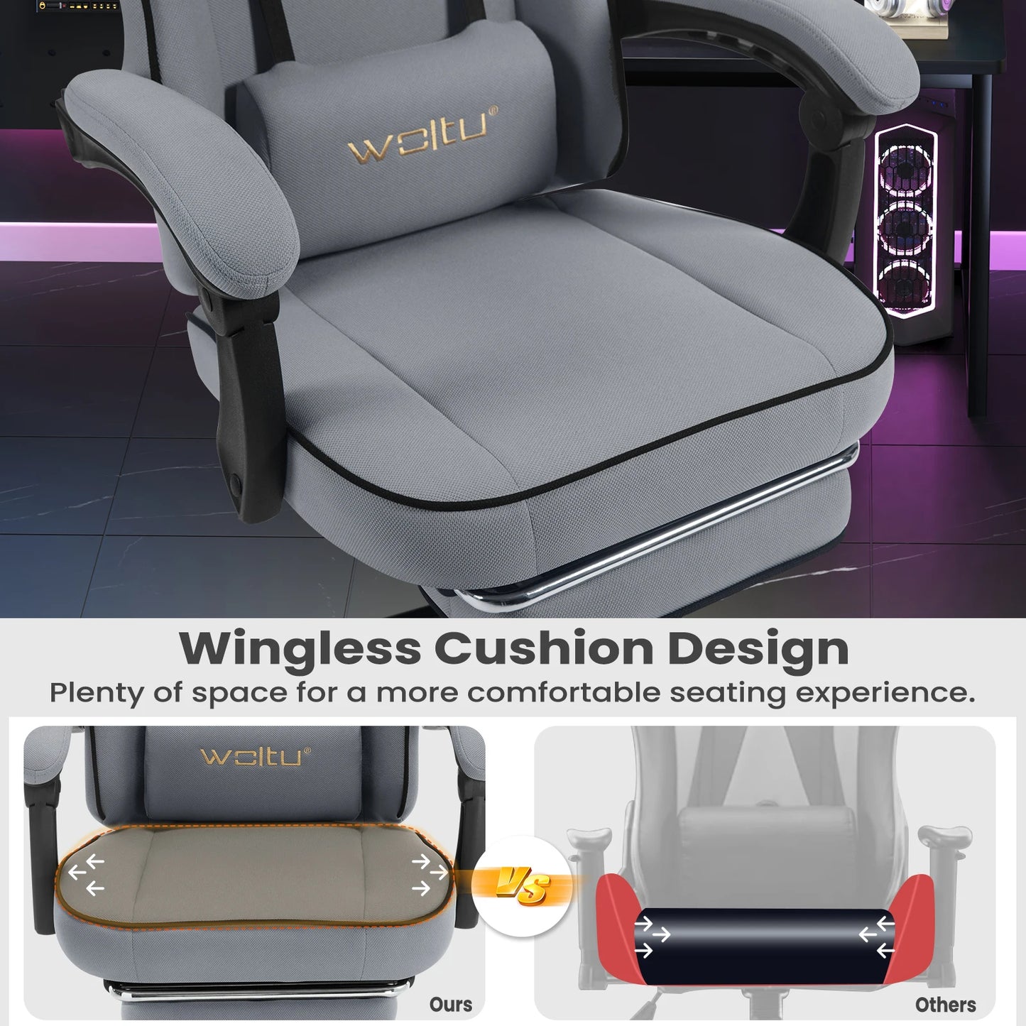 Silla Gaming WOLTU 49.5 cm · Setup Gamer