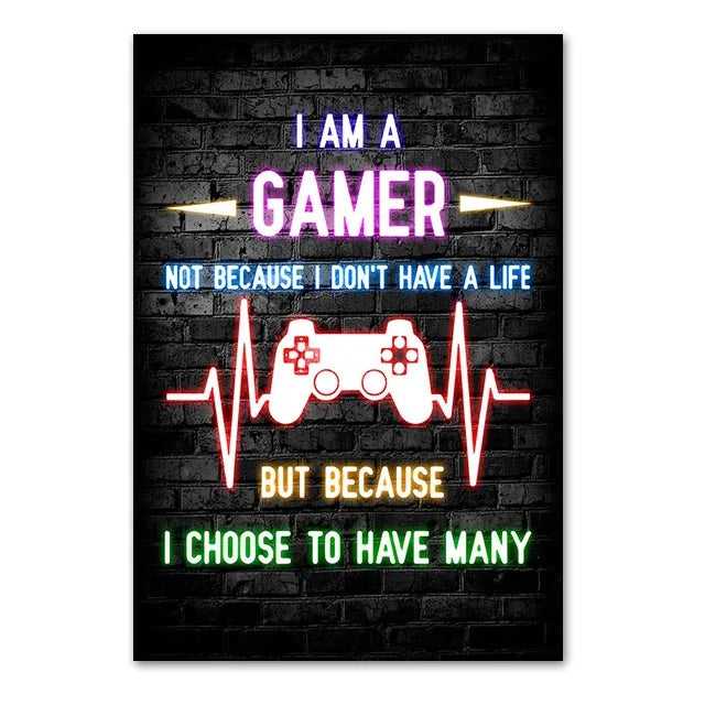 Neón LED Gaming Poster Digital · Iluminación Setup Gaming