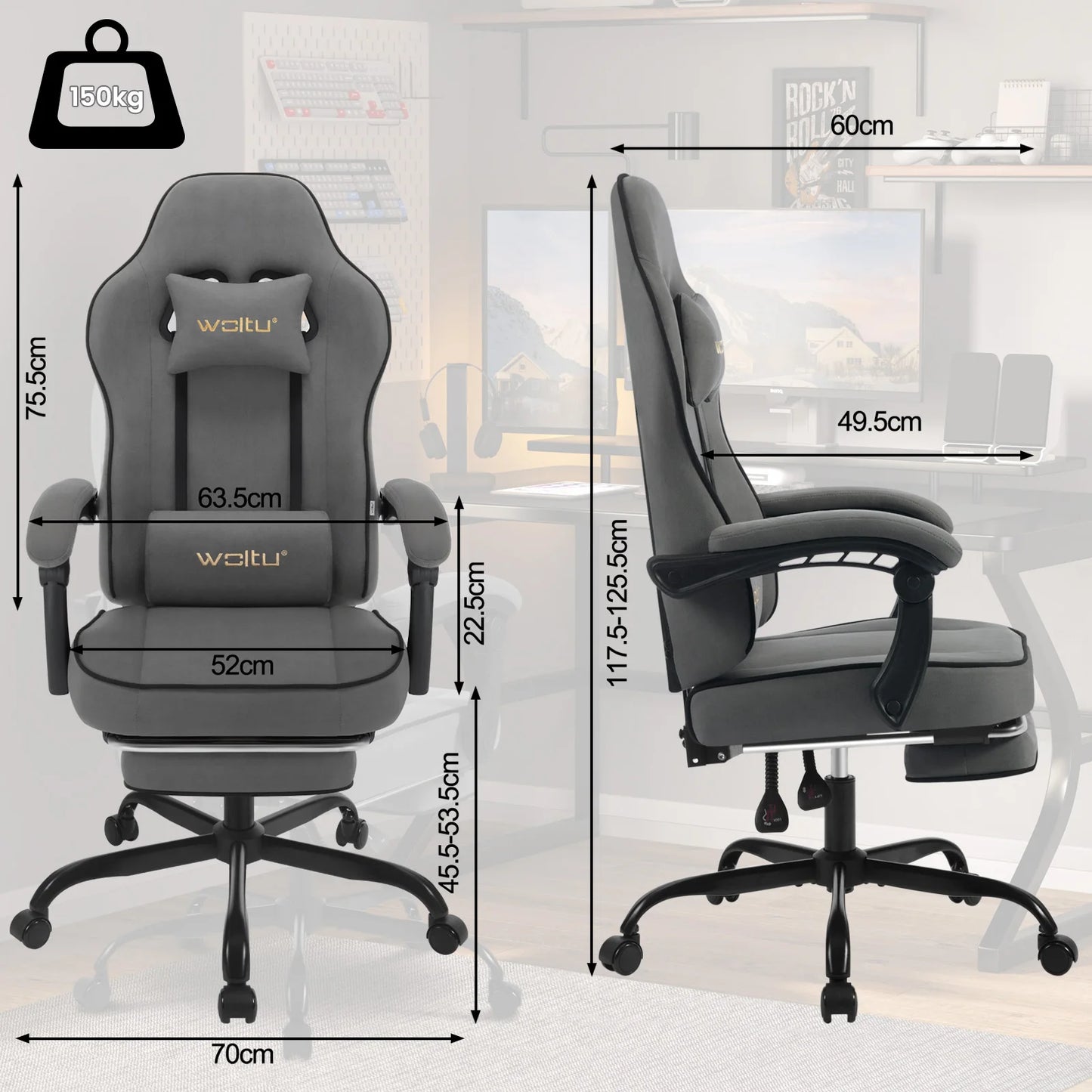 Silla Gaming WOLTU 49.5 cm · Setup Gamer