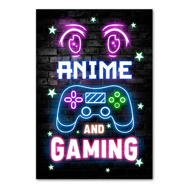 Neón LED Gaming Poster Digital · Iluminación Setup Gaming