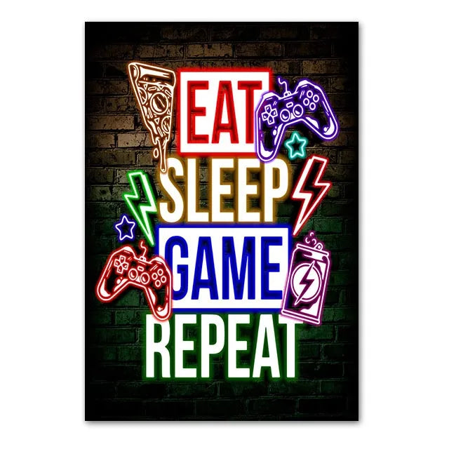 Neón LED Gaming Poster Digital · Iluminación Setup Gaming