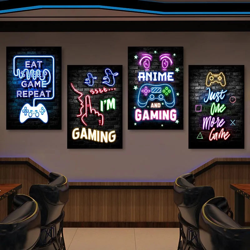 Neón LED Gaming Poster Digital · Iluminación Setup Gaming