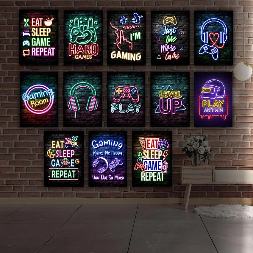 Neón LED Gaming Poster Digital · Iluminación Setup Gaming