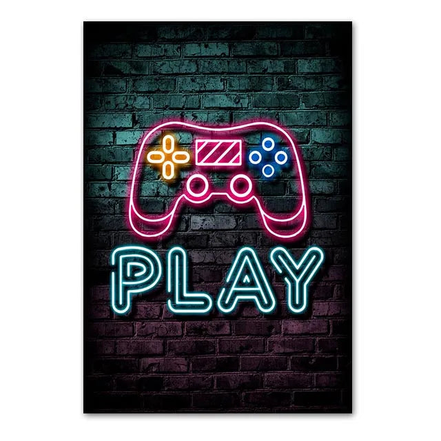 Neón LED Gaming Poster Digital · Iluminación Setup Gaming