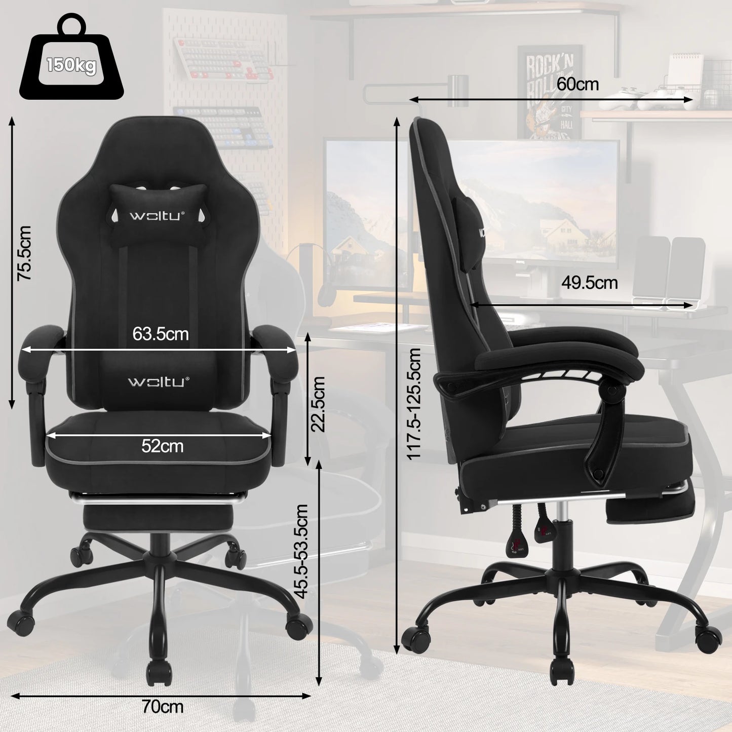 Silla Gaming WOLTU 49.5 cm · Setup Gamer