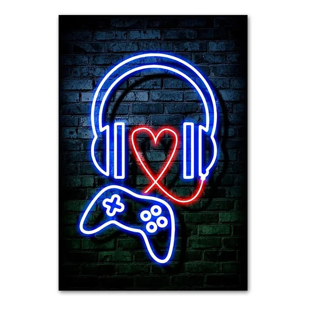 Neón LED Gaming Poster Digital · Iluminación Setup Gaming