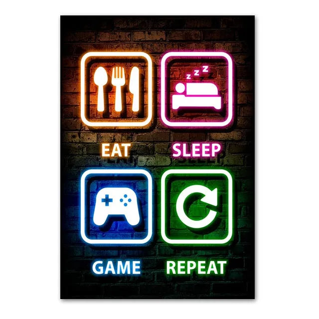 Neón LED Gaming Poster Digital · Iluminación Setup Gaming