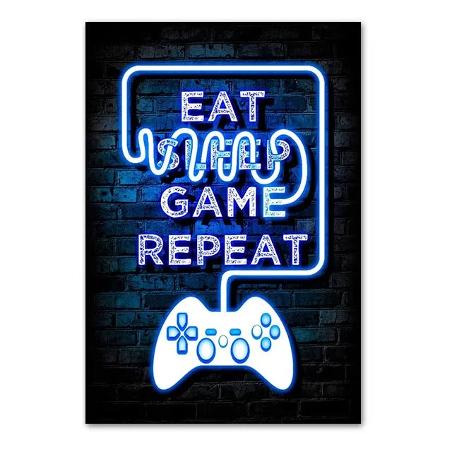 Neón LED Gaming Poster Digital · Iluminación Setup Gaming