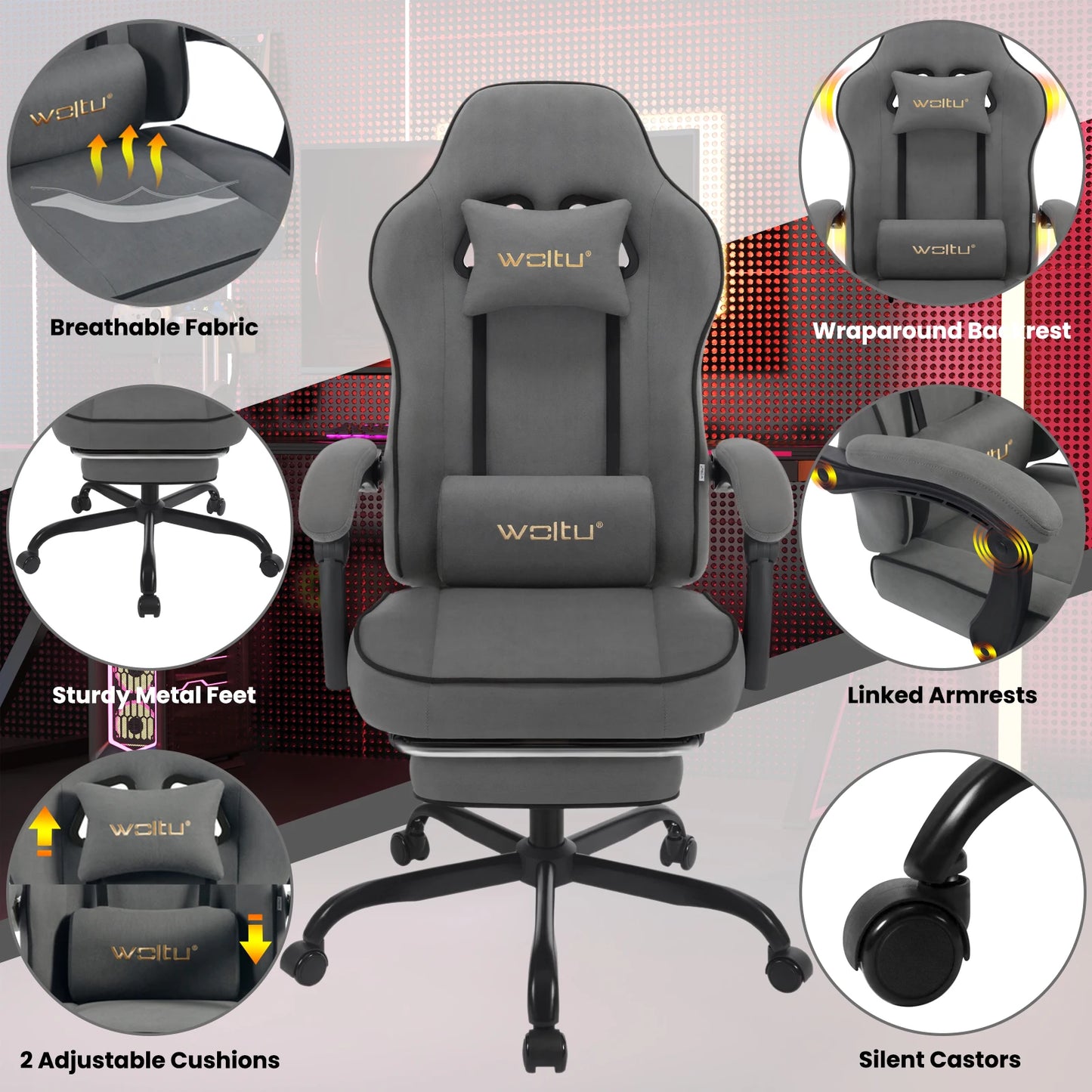Silla Gaming WOLTU 49.5 cm · Setup Gamer