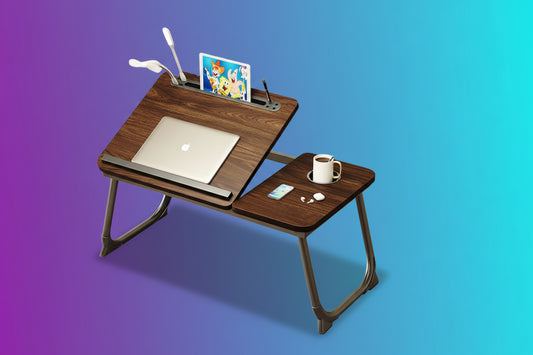 Mesa Plegable Ajustable para Portátil con Soporte para Taza