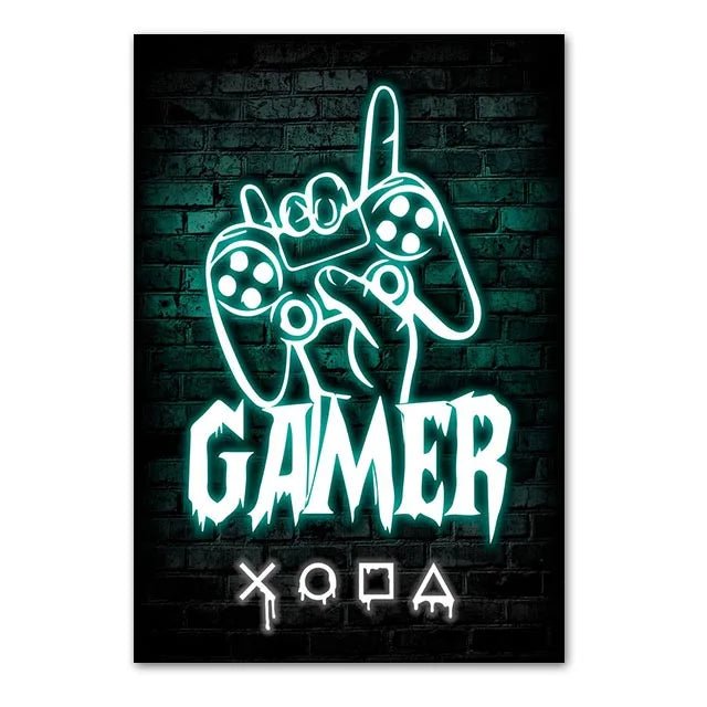 Neón LED Gaming Poster Digital · Iluminación Setup Gaming