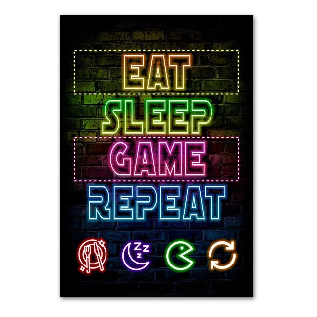 Neón LED Gaming Poster Digital · Iluminación Setup Gaming