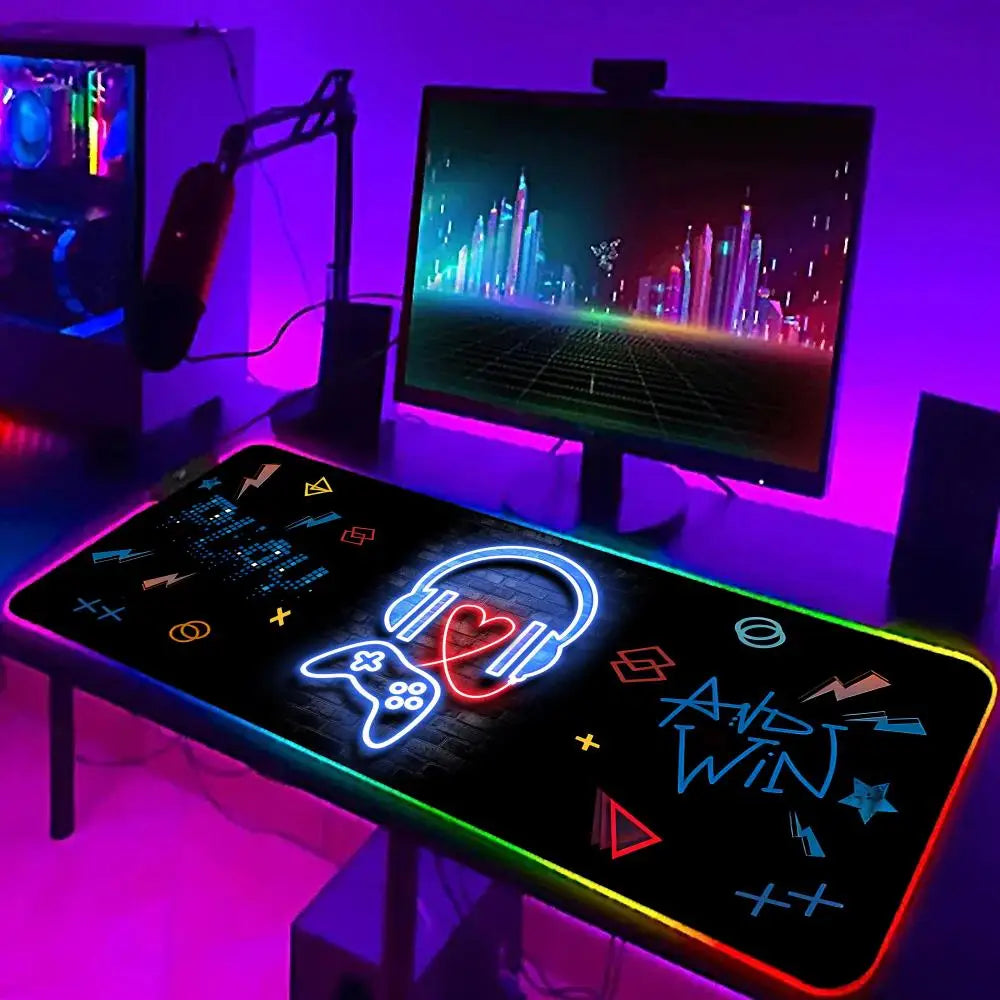 Alfombrilla Gaming RGB XXL - Diseño Gamepad con Retroiluminación LED