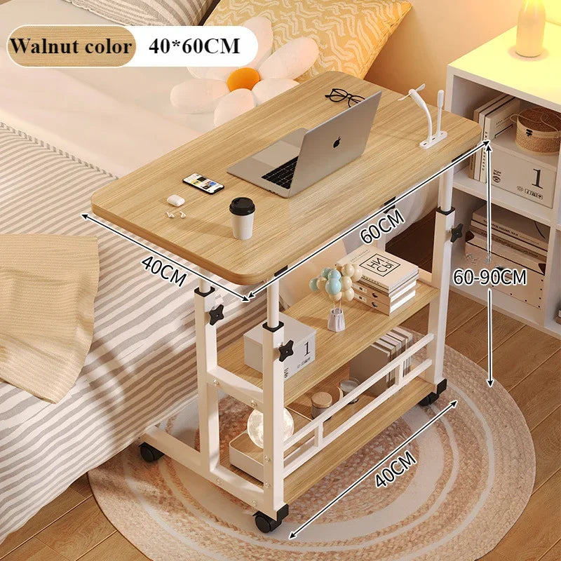 Escritorio Móvil Portátil con Altura Ajustable y Ruedas - Mesa de Estudio con Almacenamiento