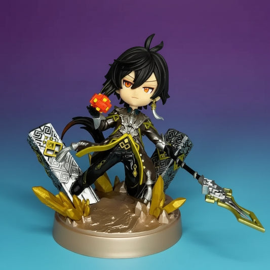 Figura Zhongli Genshin Impact - Modelo Coleccionable Q Version Bandai