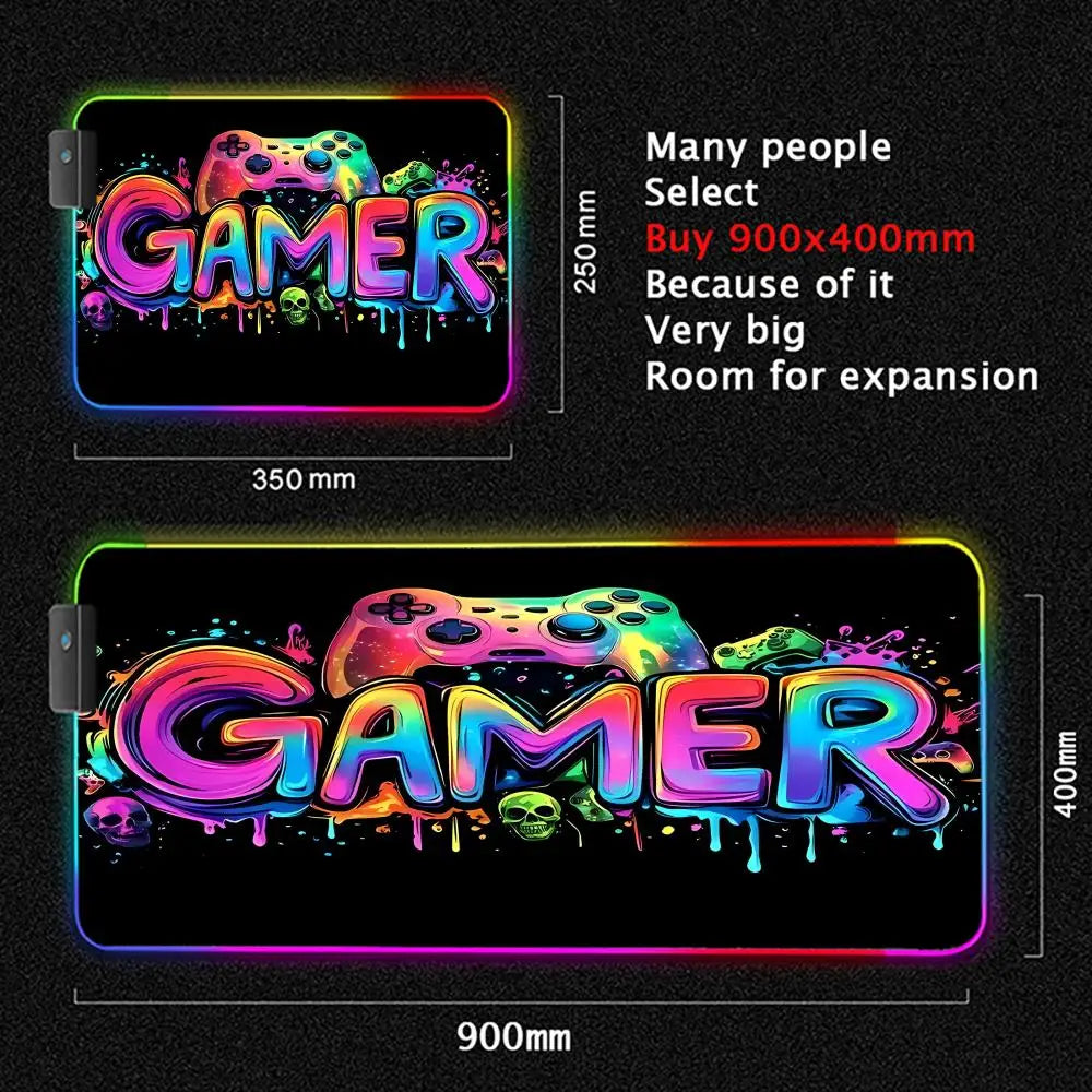 Alfombrilla Gaming RGB XXL - Diseño Gamepad con Retroiluminación LED