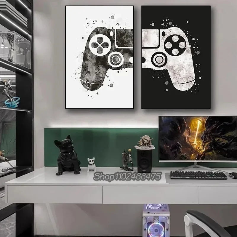 Poster Game Gaming Room Gamepad · Decoración Setup Gamer y Escritorio