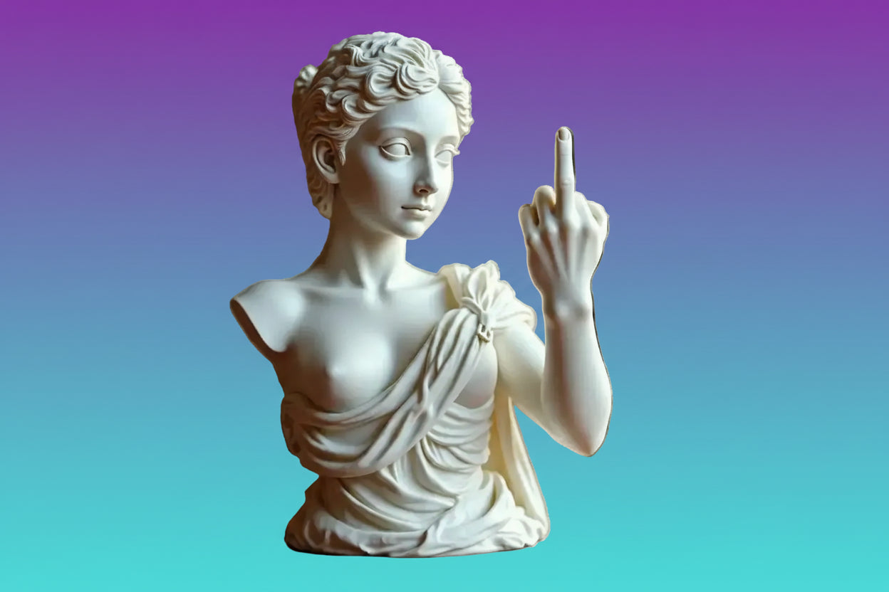 Estatua Decorativa Resina Actitud - Figura Artística Rebelde para Setup Gaming