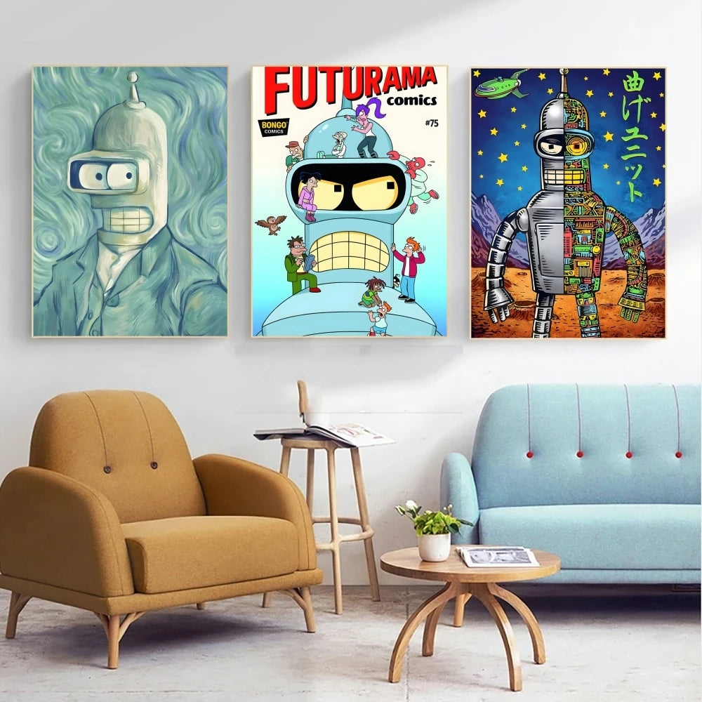 Poster Movie Bender F-futurama Elegant · Decoración Setup Gamer y Escritorio