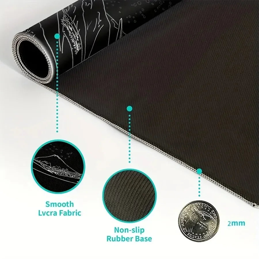 Alfombrilla Gaming Grande Olas del Mar - Mouse Pad XXL 700x300mm con Bordes Cosidos