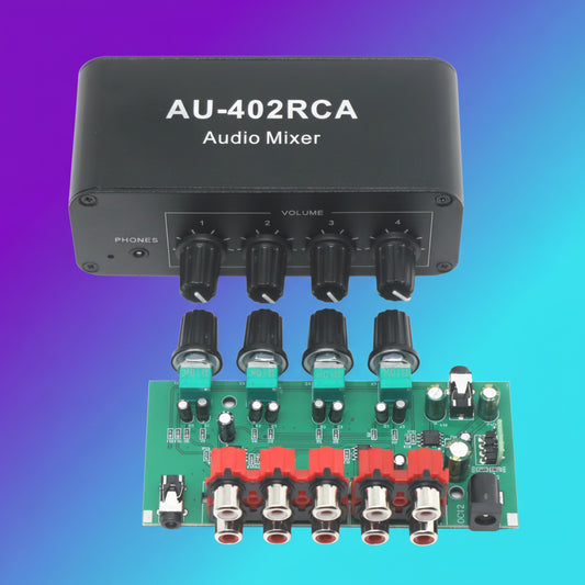 Mezclador de audio estéreo 4 entradas 2 salidas