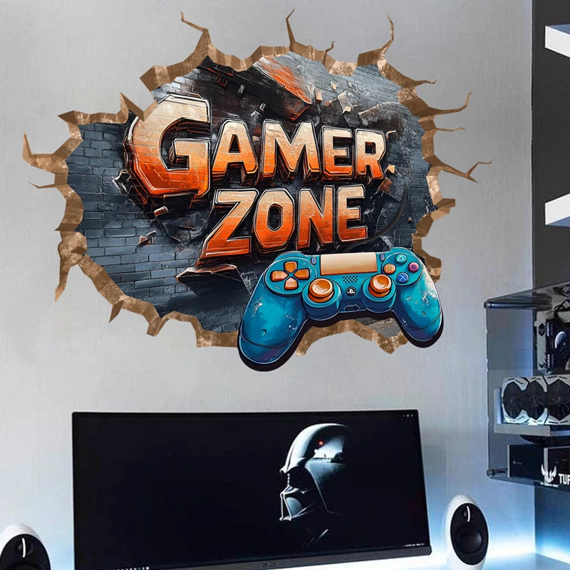 Poster Gaming Wall Hole Art · Decoración Setup Gamer y Escritorio