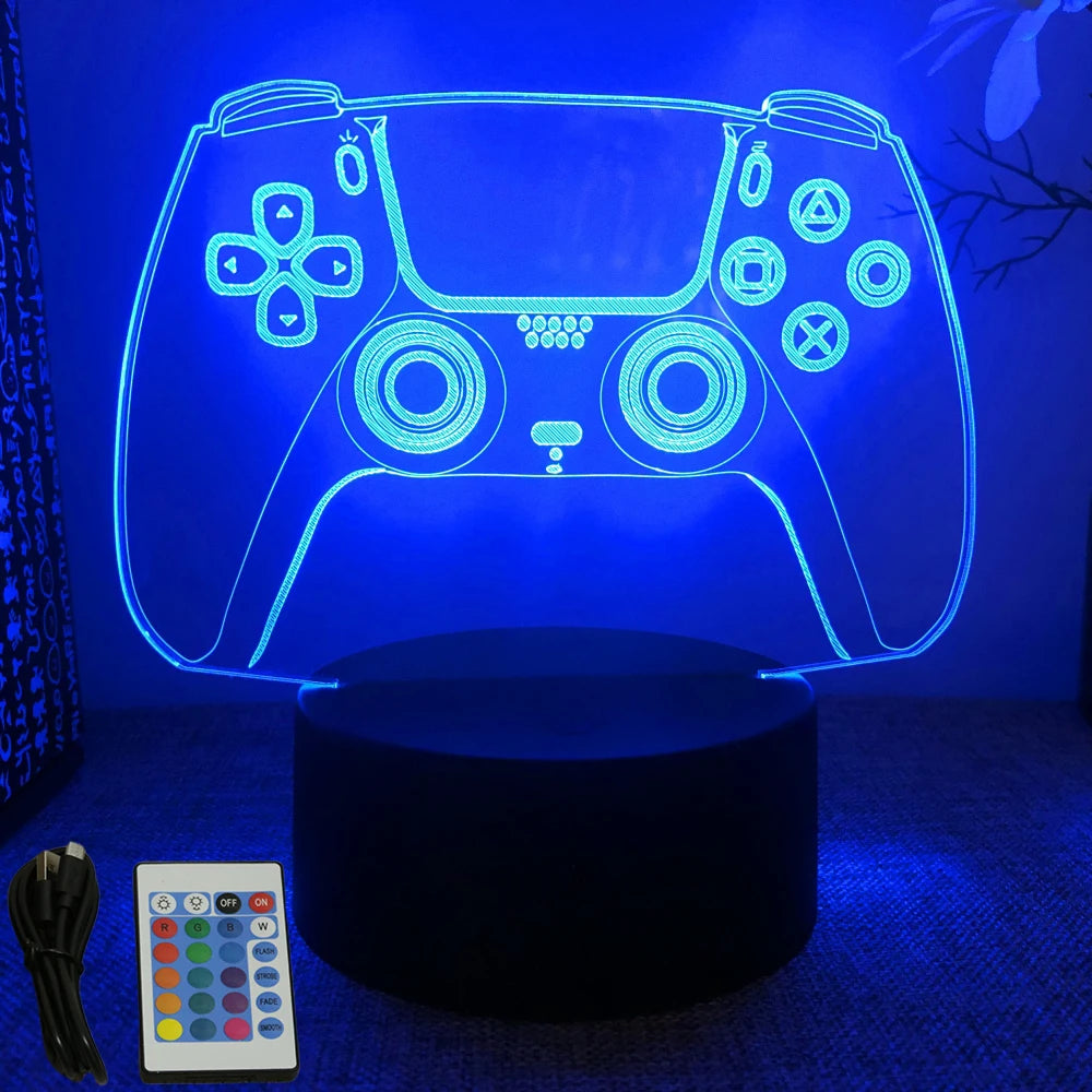 Neón LED GAMER 3D Night · Iluminación Setup Gaming 20cm