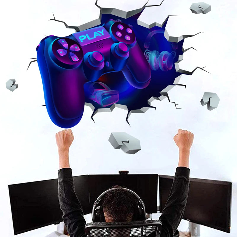 Poster Gaming Wall Hole Art · Decoración Setup Gamer y Escritorio