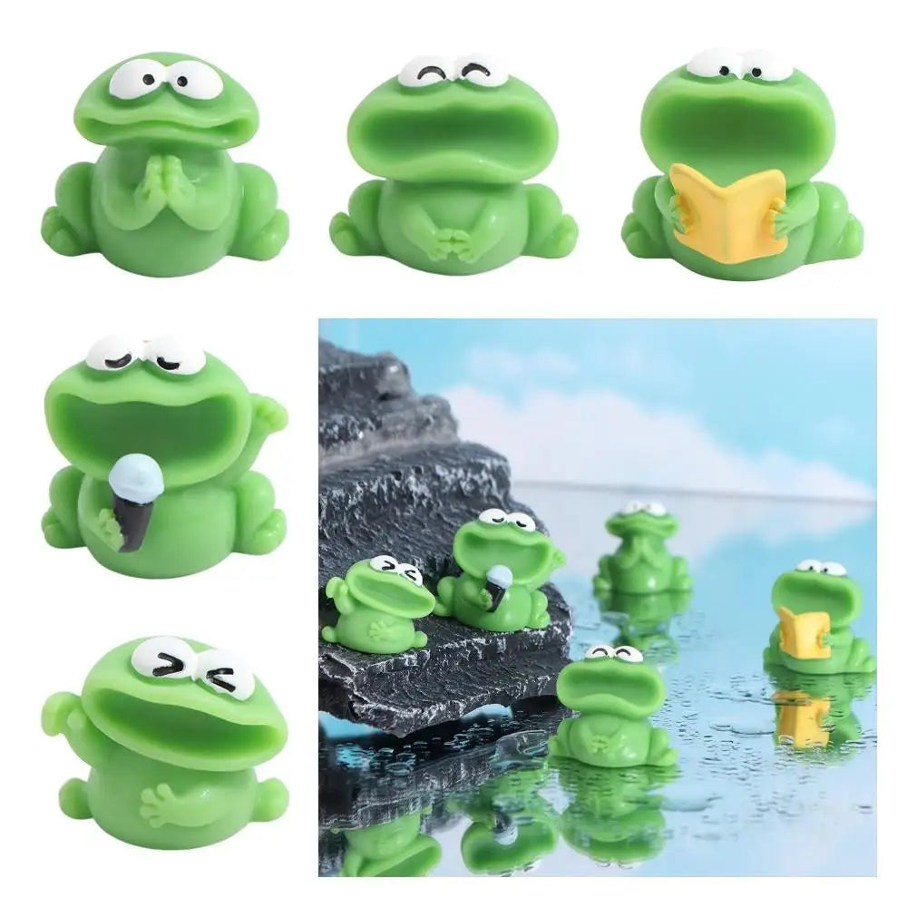 Figura Decorativa Ranas Cantoras de Resina - Ornamento Kawaii para Escritorio