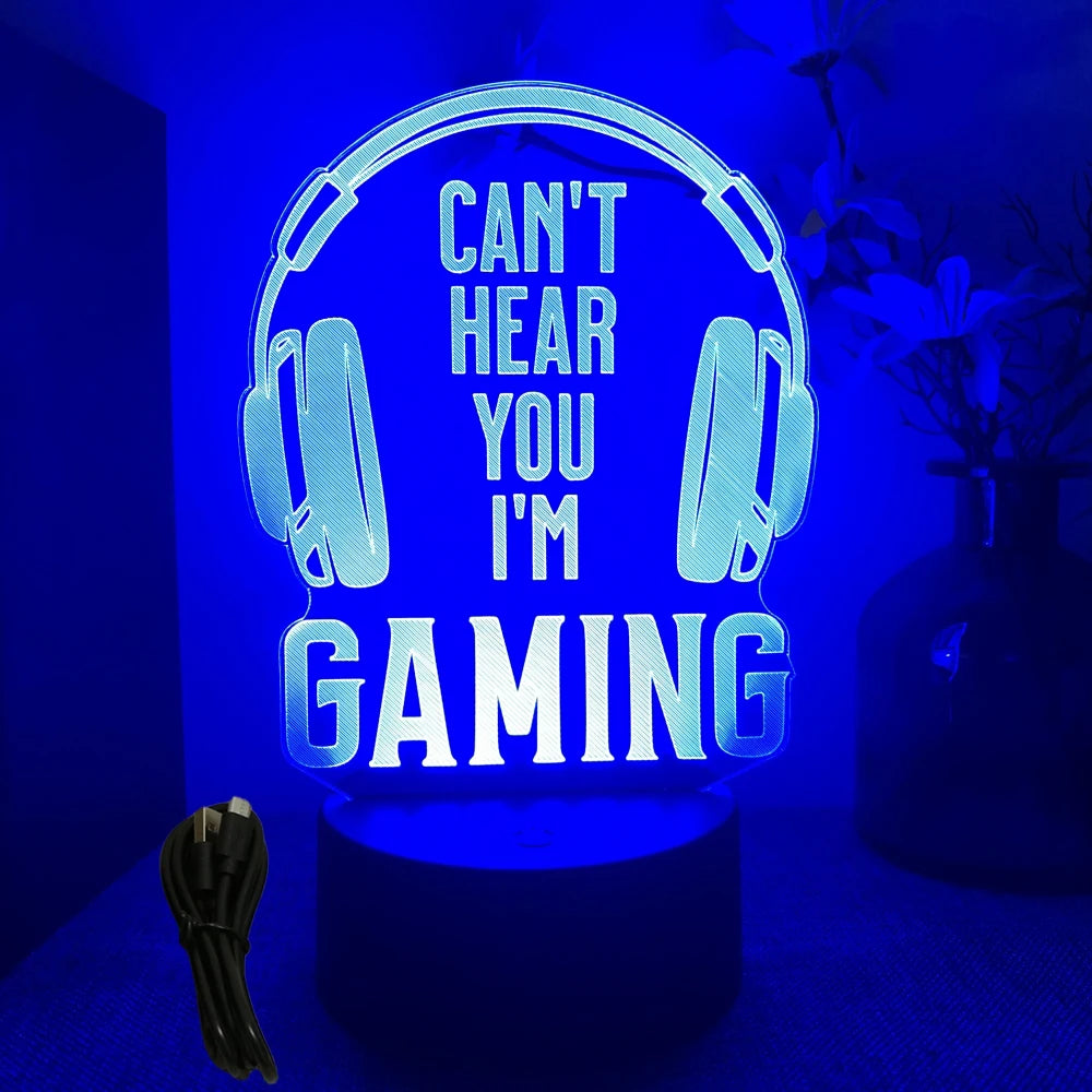 Neón LED GAMER 3D Night · Iluminación Setup Gaming 20cm