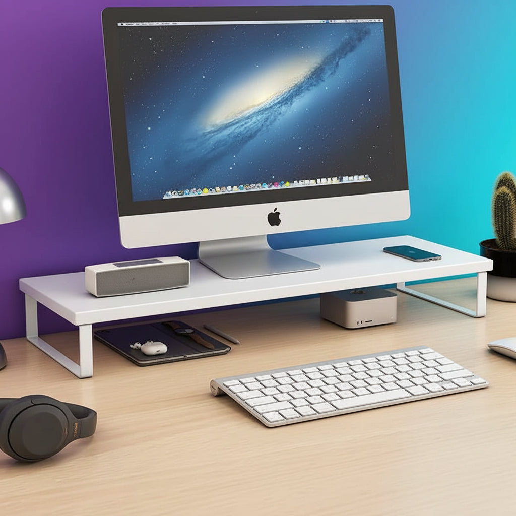 Soporte Elevador de Madera para Monitor y Portátil con Almacenamiento