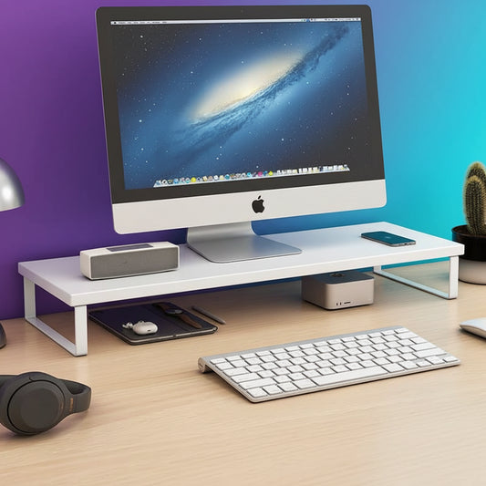 Soporte Elevador de Madera para Monitor y Portátil con Almacenamiento