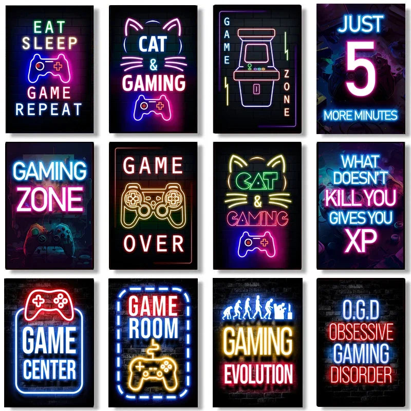 Neón LED Gaming Decoration Posters · Iluminación Setup Gaming