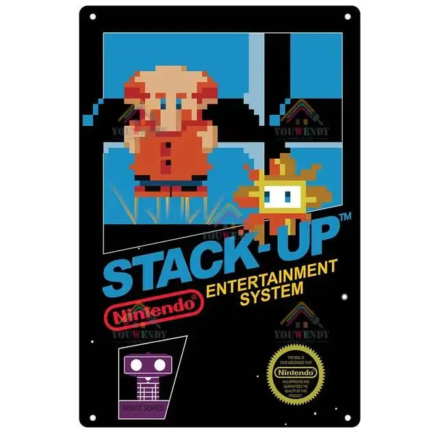 Poster Retro Video Game Metal · Decoración Setup Gamer y Escritorio