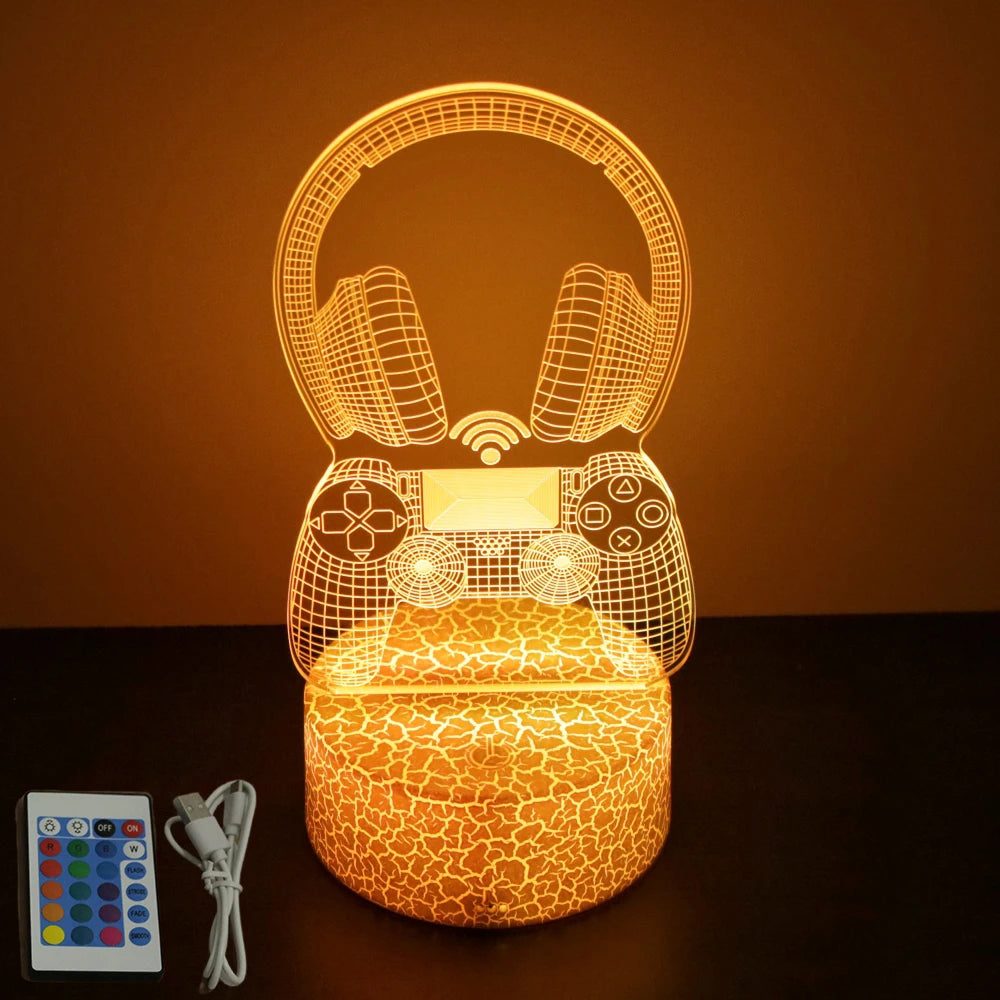 Neón LED GAMER 3D Night · Iluminación Setup Gaming 20cm