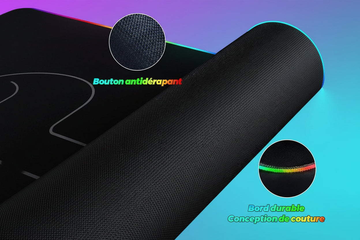 Alfombrilla Gaming RGB LED - Mouse Pad XXL Antideslizante