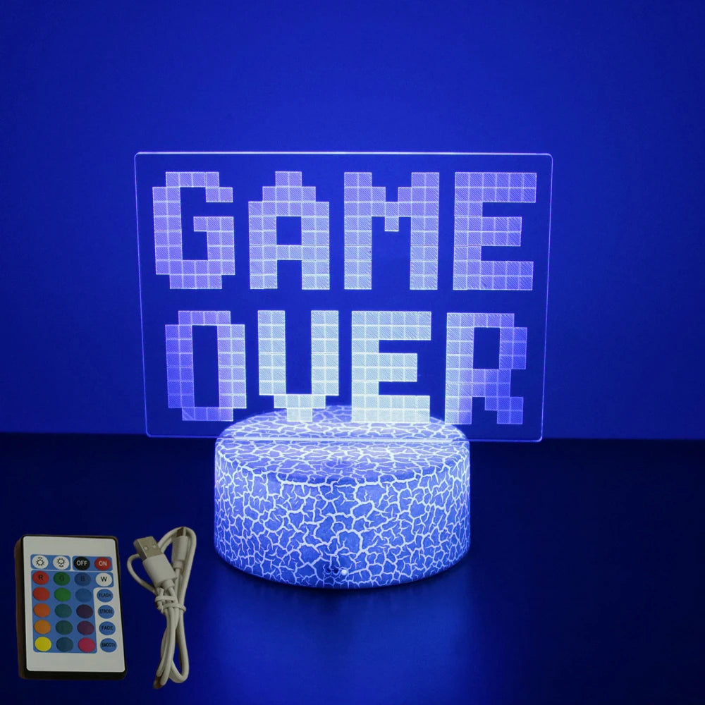 Neón LED GAMER 3D Night · Iluminación Setup Gaming 20cm