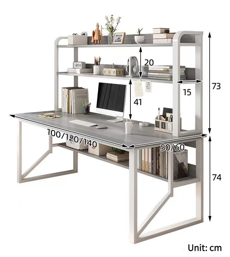 Escritorio Moderno Integrado con Estantería - Diseño Minimalista con Almacenamiento