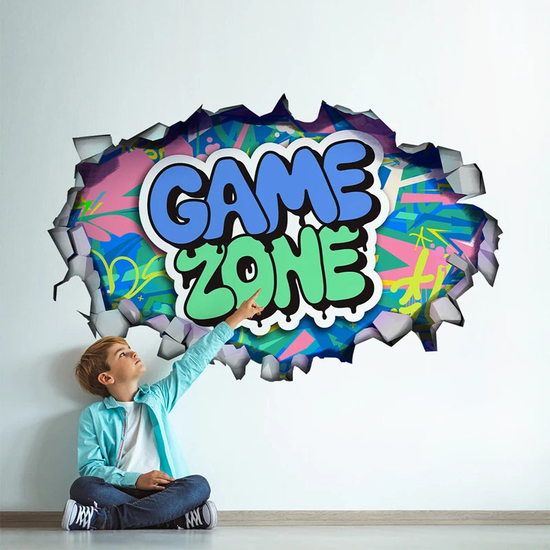 Poster Gaming Wall Hole Art · Decoración Setup Gamer y Escritorio