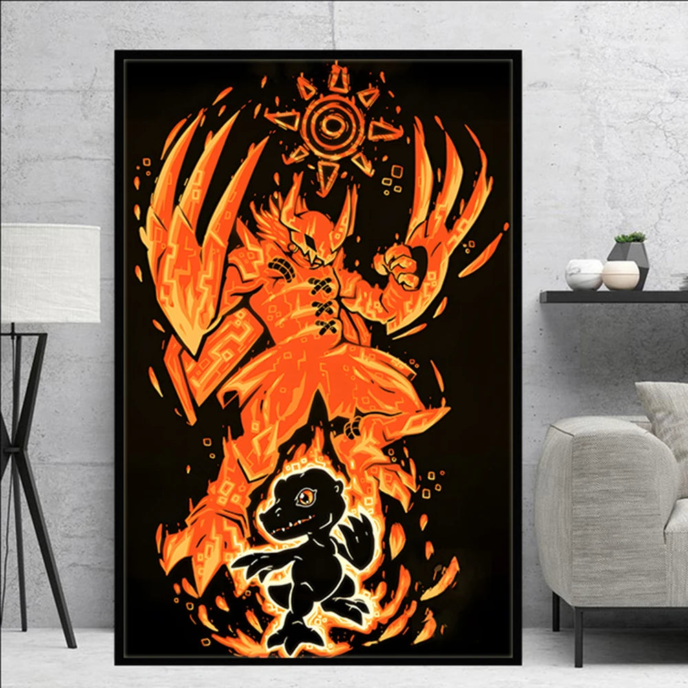 Poster Digimon Character Wall Hanging · Decoración Setup Gamer y Escritorio