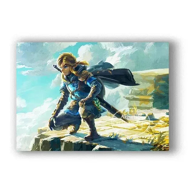 Poster Video Game Canvas Painting Zelda · Decoración Setup Gamer y Escritorio