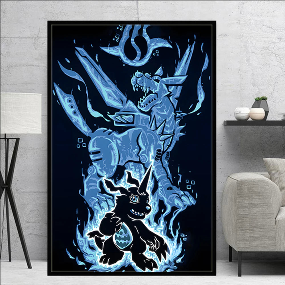Poster Digimon Character Wall Hanging · Decoración Setup Gamer y Escritorio